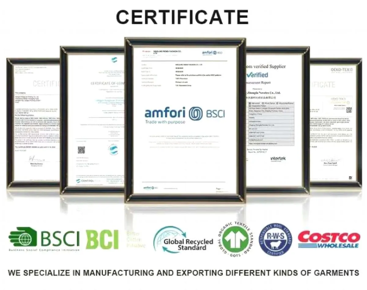 soft cotton tee shirts CERTIFICATE