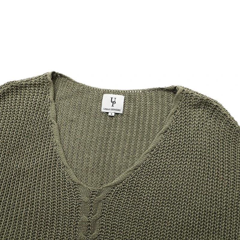 women's v neck chunky jumper-2